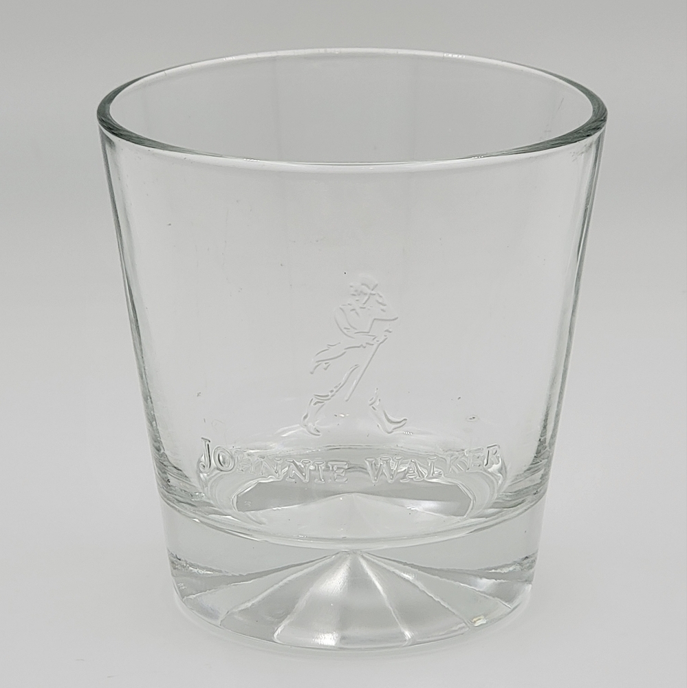 JOHNNIE WALKER Prism Base Embossed Logo Lowball Glass Old Fashion Rocks